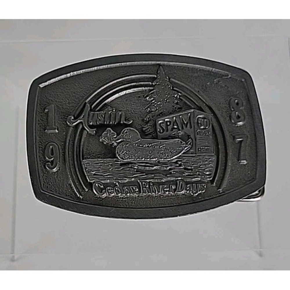 Cedar River Days 1987 Belt Buckle, Austin MN, Limited Edition 124/250, Spam